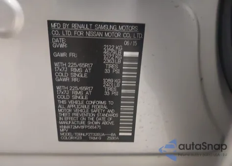 2015 Nissan Rogue S from USA, damaged, VIN KNMAT2MV8FP581471